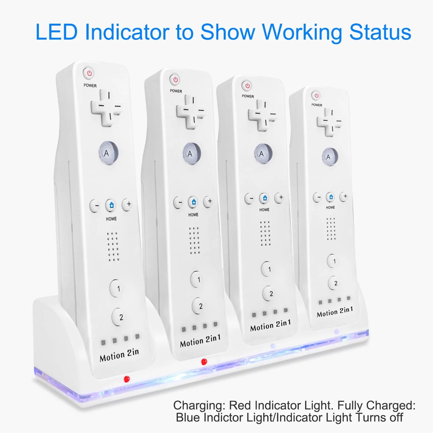White 4 Remotes Charging Dock Game Controller Charger J267170