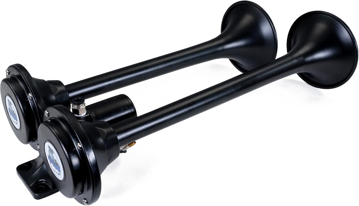 12V 2-Chime 3-Liter Air Horn Kit with 110 PSI Air Source Unit & Stealth Black Air Horn R4694
