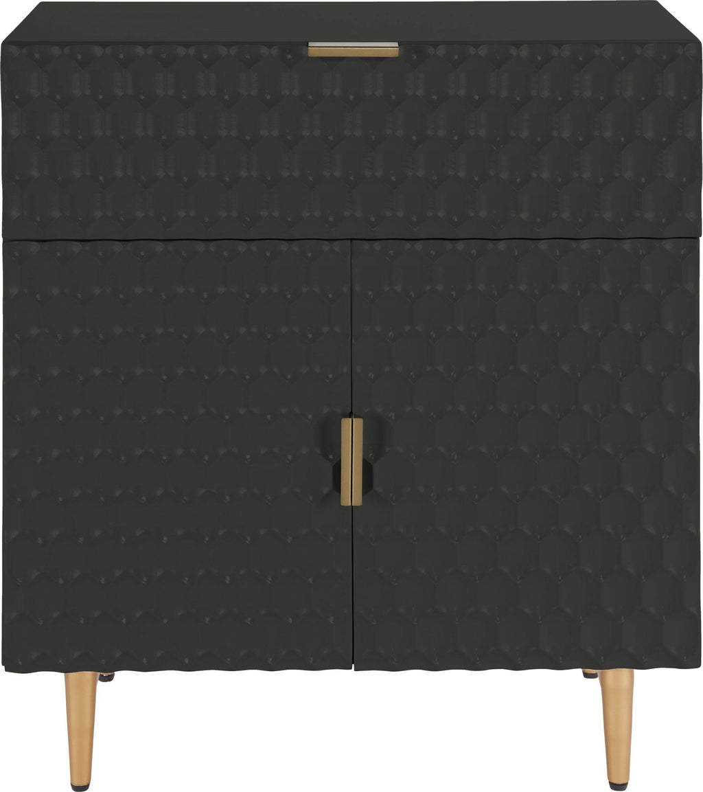 Glossy Black 1-Drawer Small Cabinet Q365