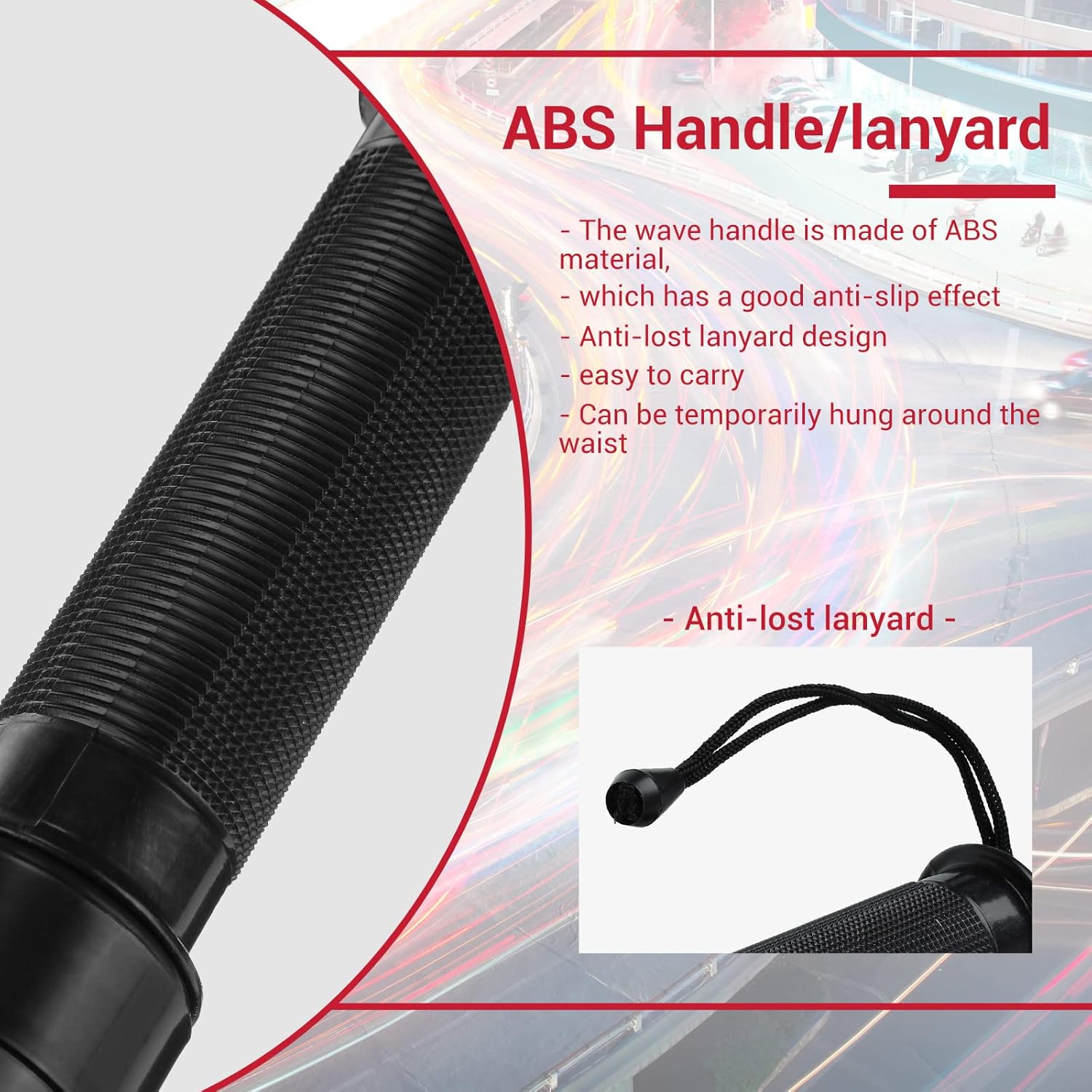 24 Pieces 21 Inch LED Safety Traffic Control Wand with 2 Flashing Modes, Wrist Strap Lanyard and Side Clip X7662