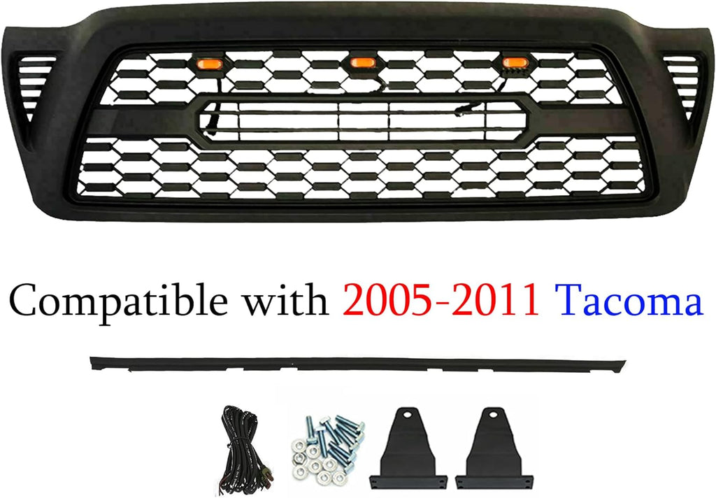 Gloss Black Front Grille with 3 Amber LED Lights D88664