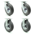 10" Pneumatic Rigid Caster, Black Rubber Wheel, 350 lbs. Capacity, Pack of 2 Y34383