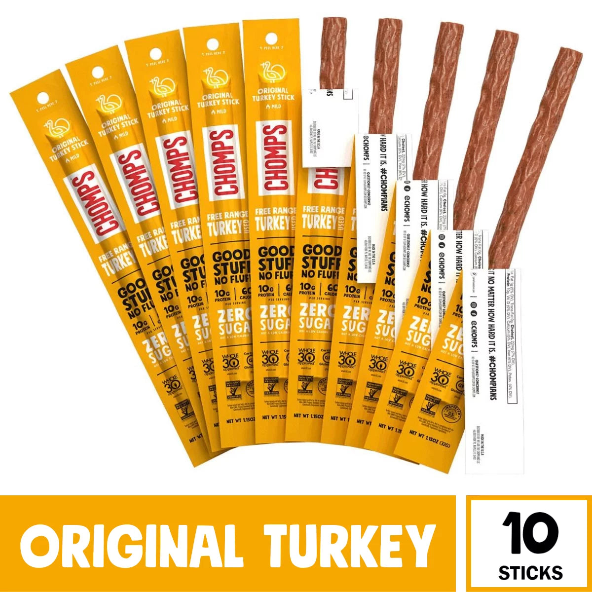 Free Range Turkey Jerky Sticks, 10ct 1.15oz Sticks F413