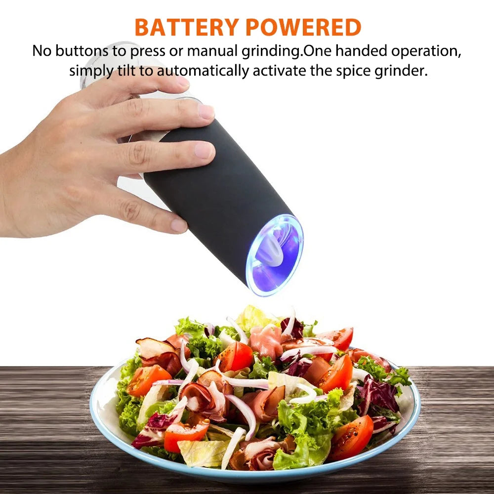 2Pcs Battery Powered Electric Pepper and Salt Grinders Set with LED Light H58499