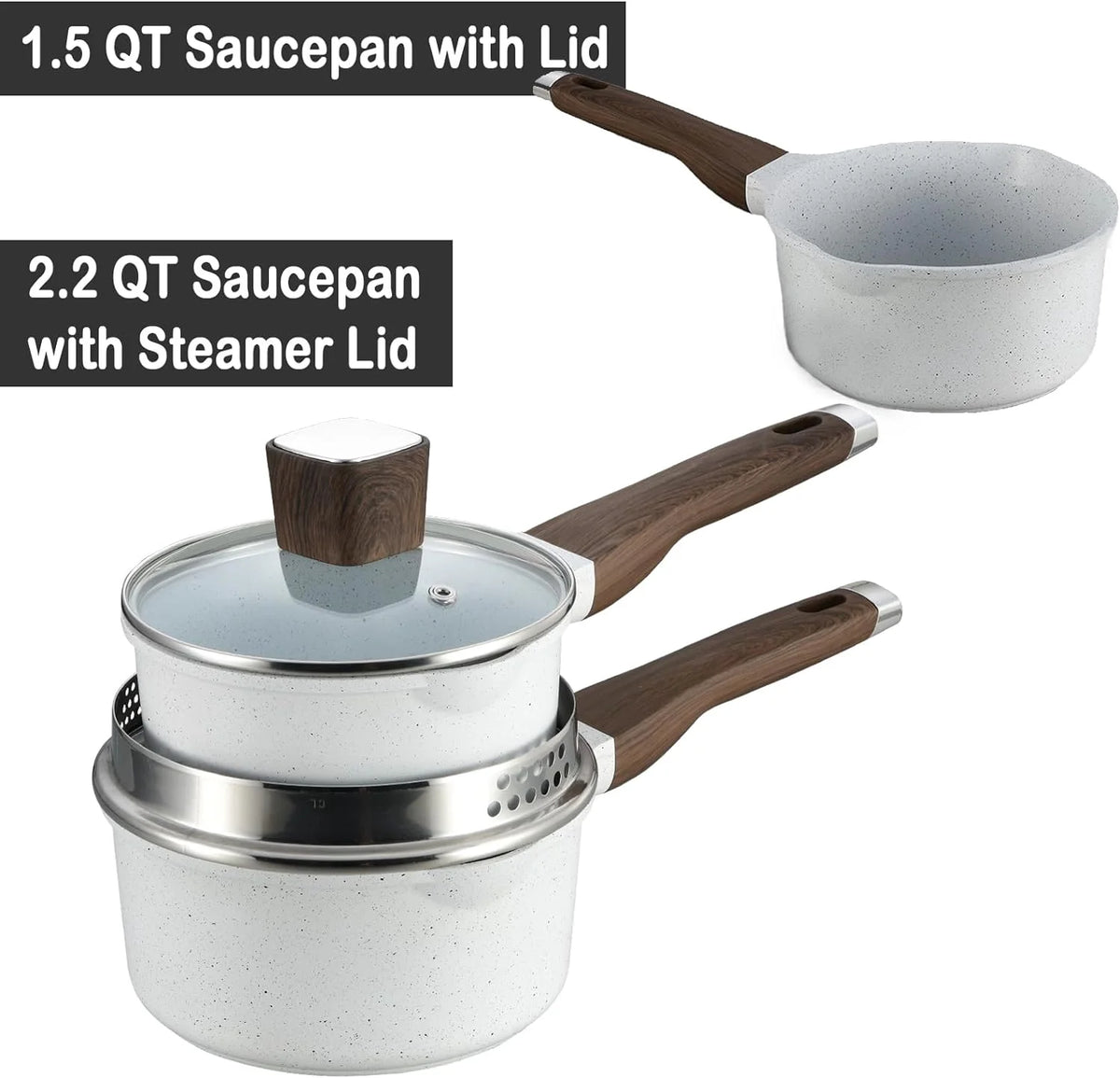 13pcs Nonstick White Granite Cookware Set N982546