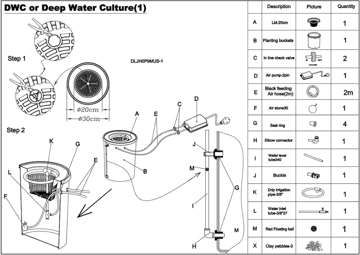 5-Gallon Deep Water Culture Hydroponics Growing System Kit S756425