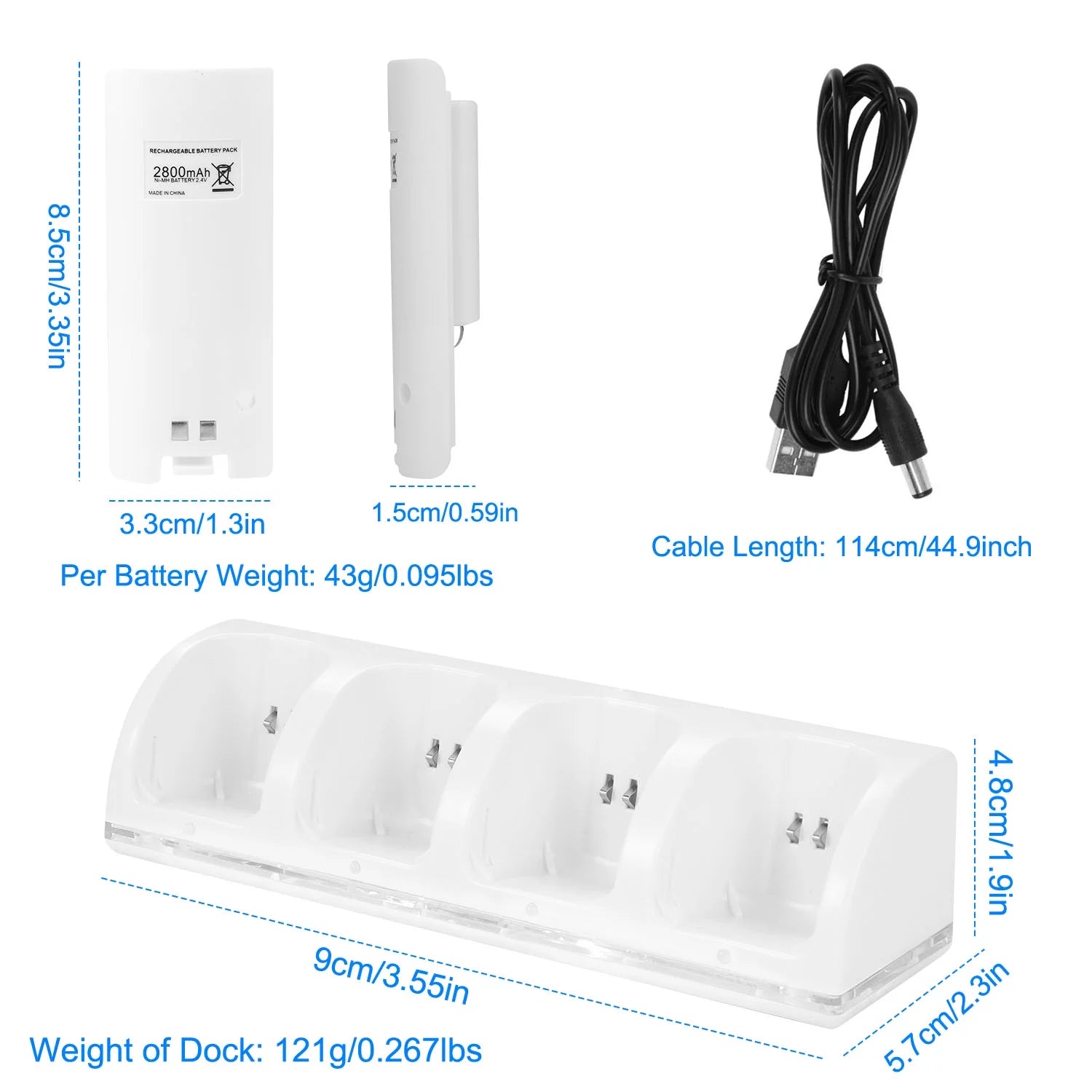 White 4 Remotes Charging Dock Game Controller Charger J267170
