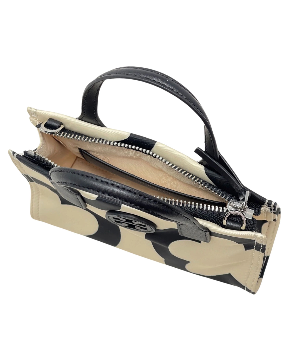 French Cream Printed Nylon Mini Tote Crossbody Bag F490