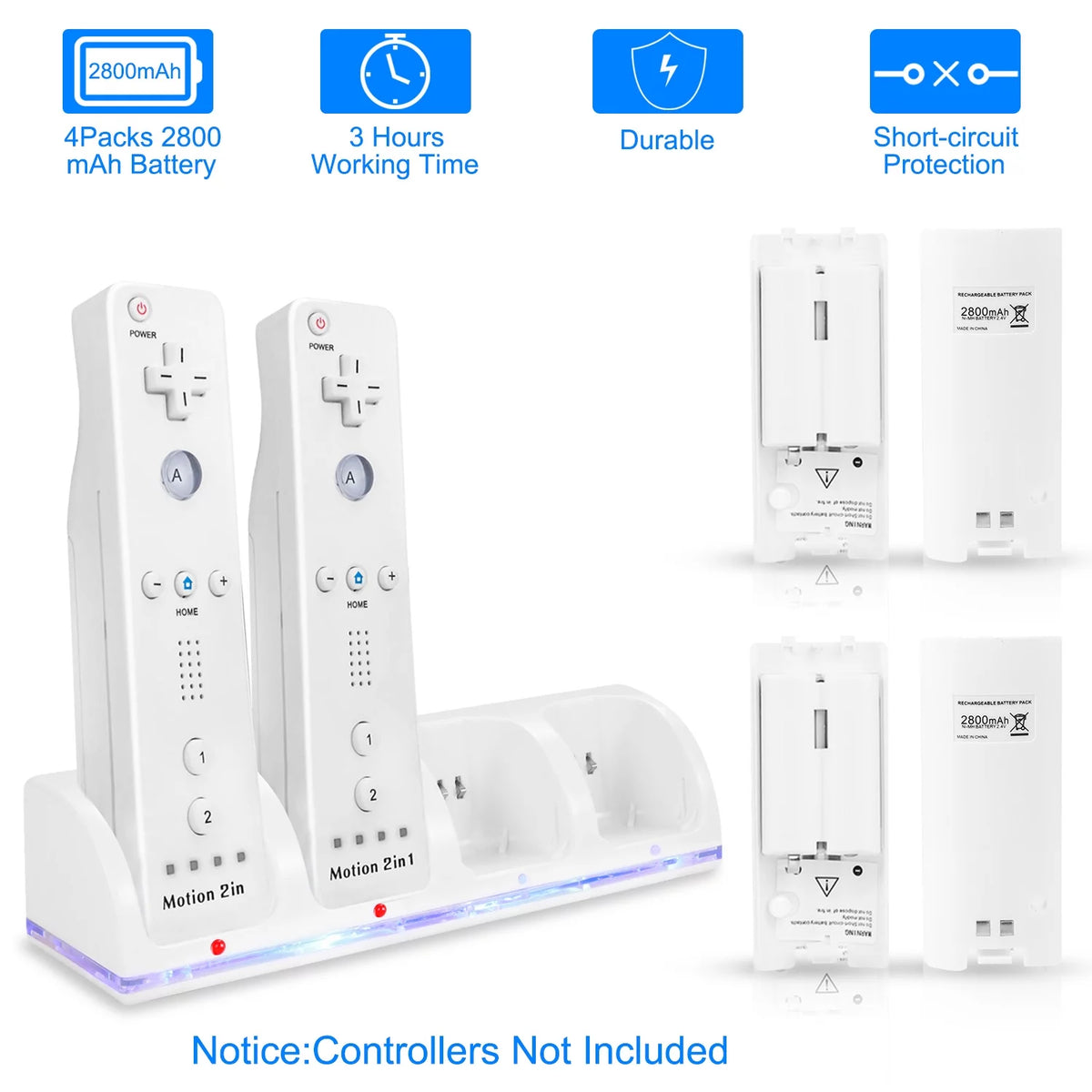 White 4 Remotes Charging Dock Game Controller Charger J267170