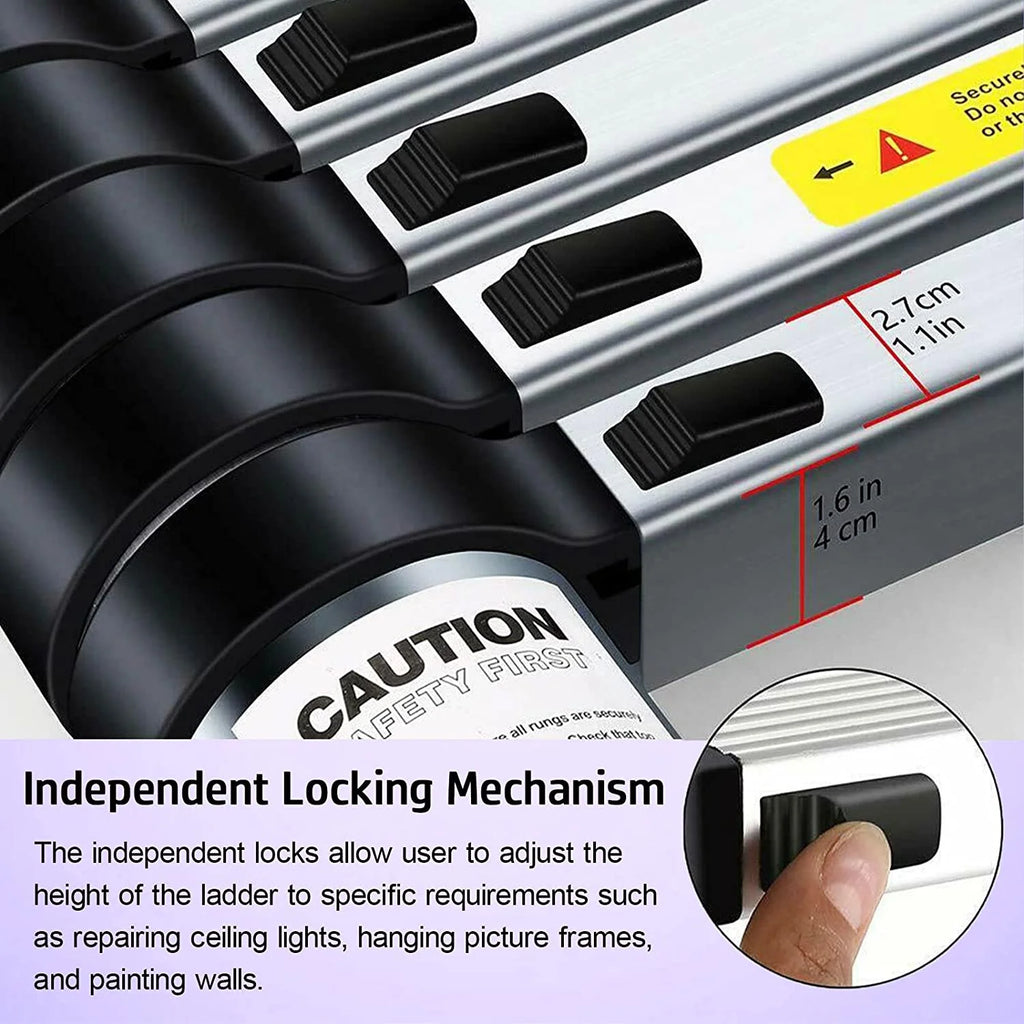 8.5ft Aluminum Telescoping Ladder 9 Steps Non-Slip A869