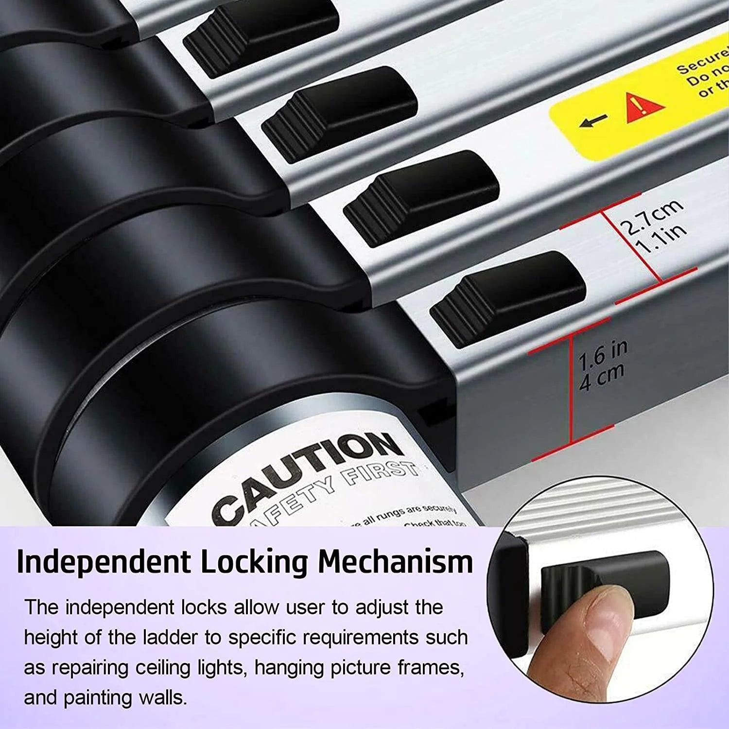 8.5ft Aluminum Telescoping Ladder 9 Steps Non-Slip A869