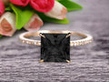 1.75 Carat Princess Cut Black Diamond Moissanite Engagement Ring 10k Yellow Gold H522333