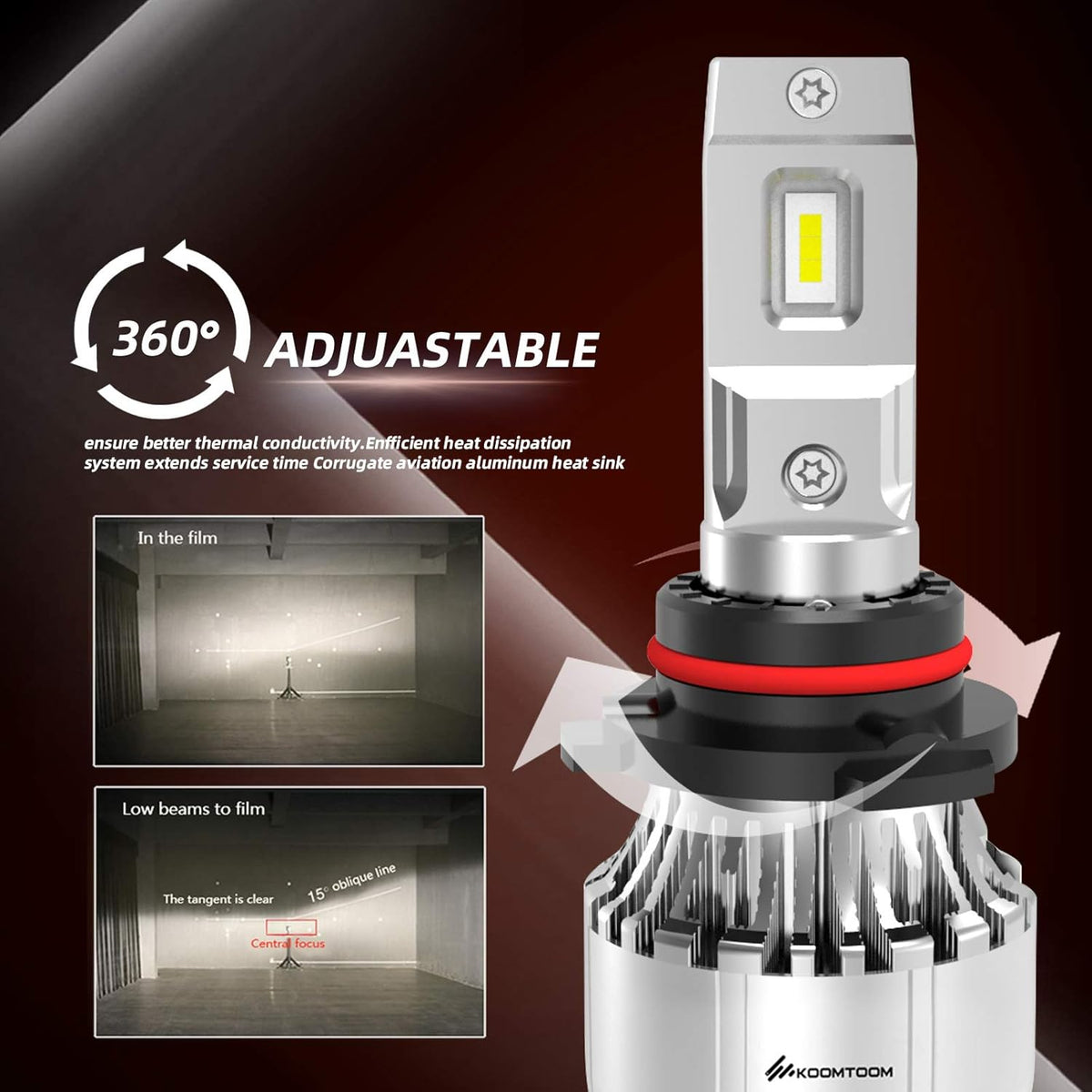 64W 12000Lm 5000K Warm White HB3 LED Headlight Bulb Conversion Kit, Pack of 2 D9284