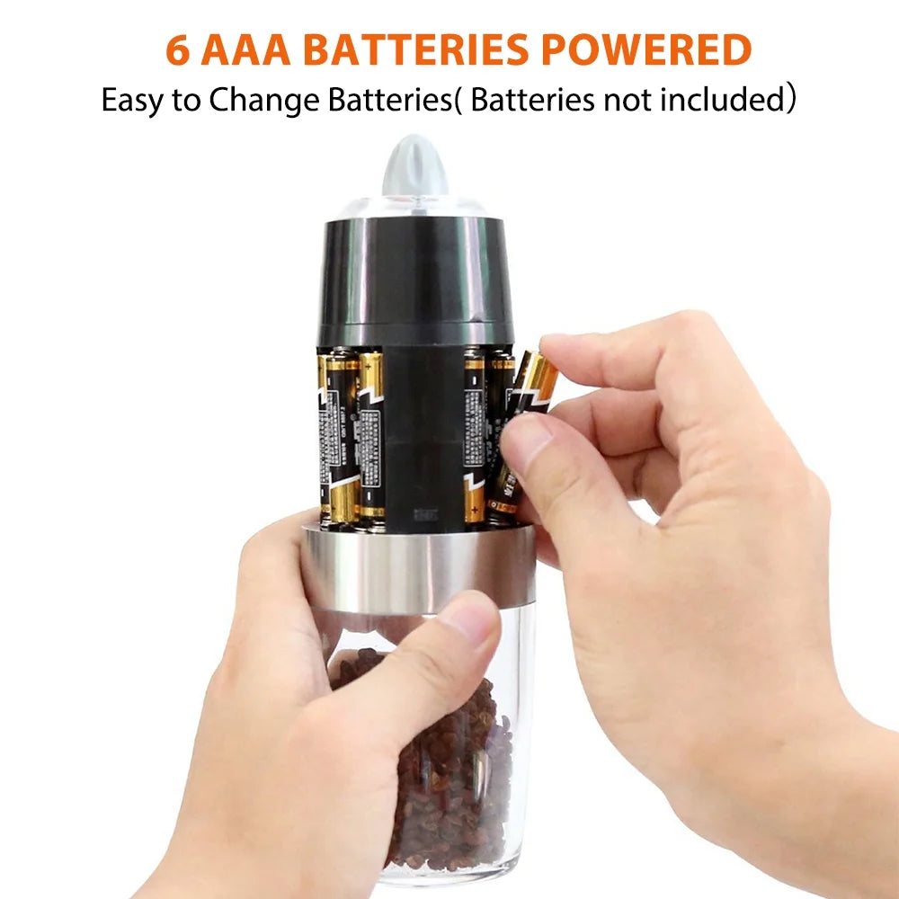 2Pcs Battery Powered Electric Pepper and Salt Grinders Set with LED Light H58499