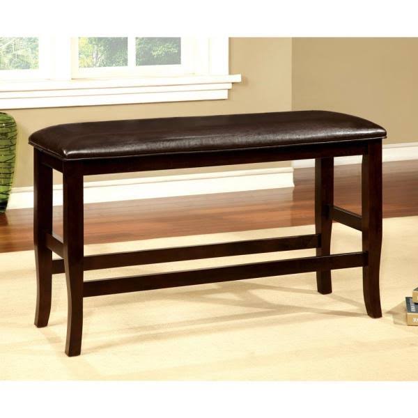 Espresso Leatherette Counter Height Bench S472
