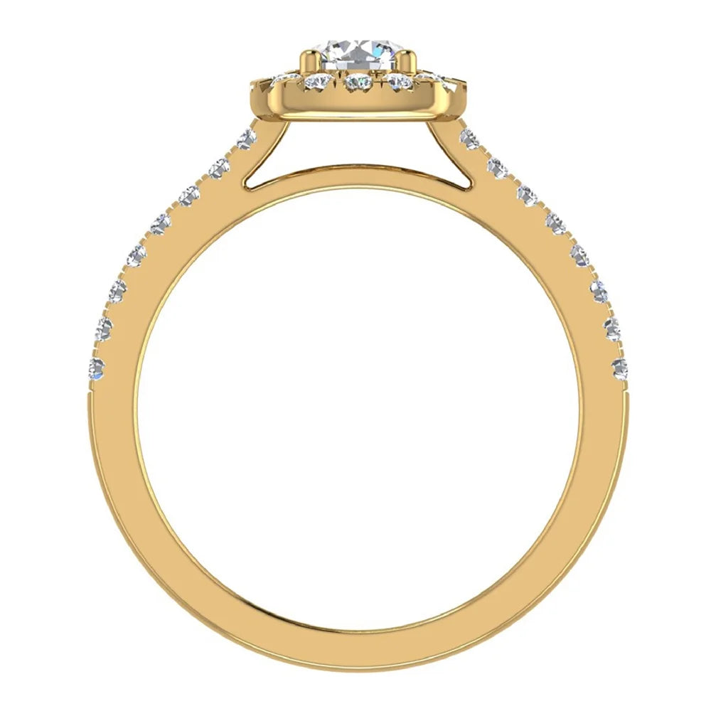 14K Gold 0.75 Carat Halo Diamond Ring F6958