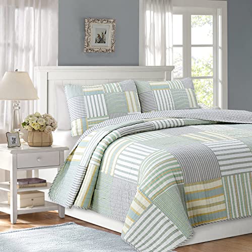 100% Cotton Reversible Patchwork Quilt Bedding Set Queen-3 Piece T1786