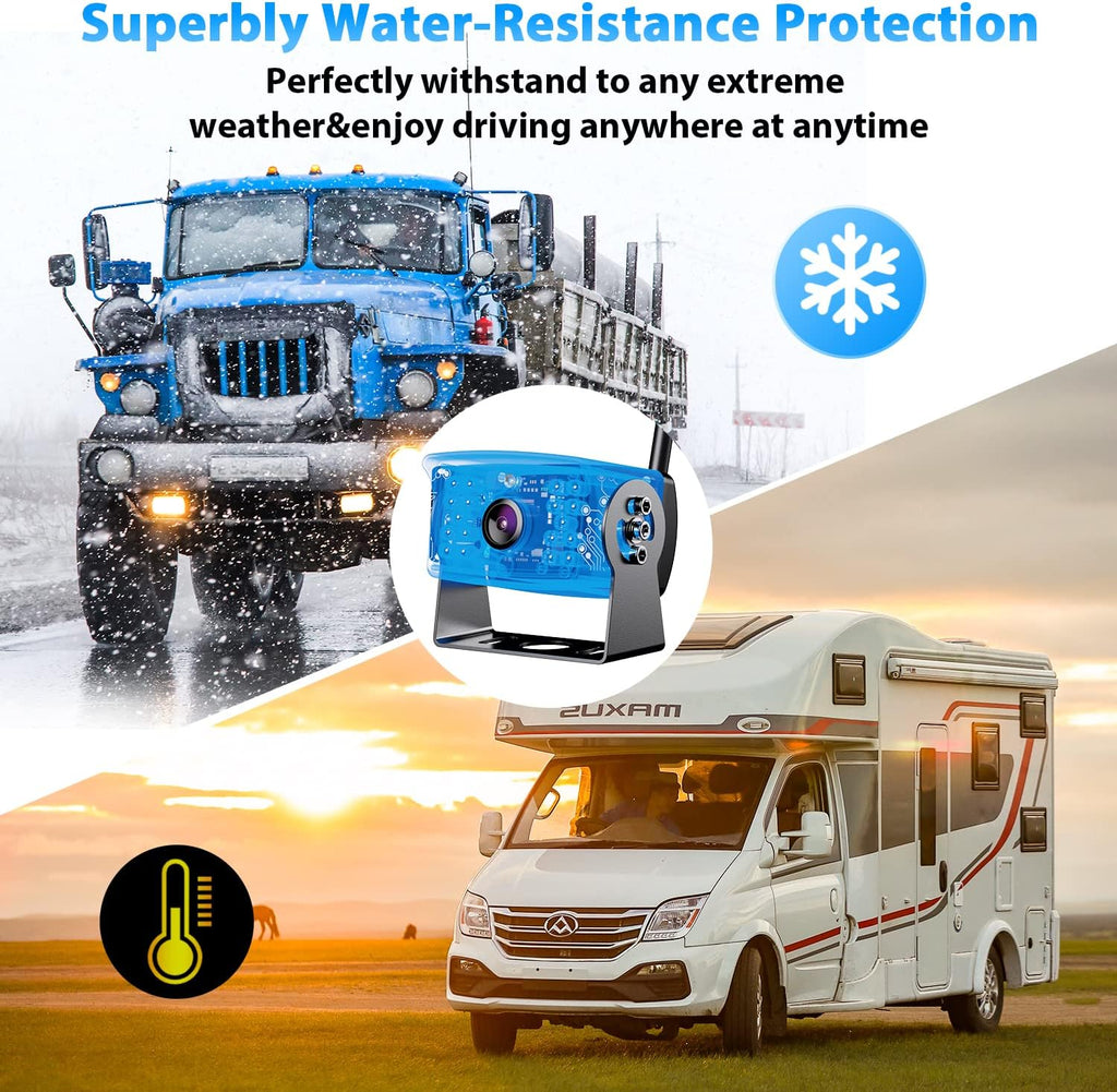 10-inch Wireless Backup Camera System with Recording, IP69 Waterproof Cameras J1256