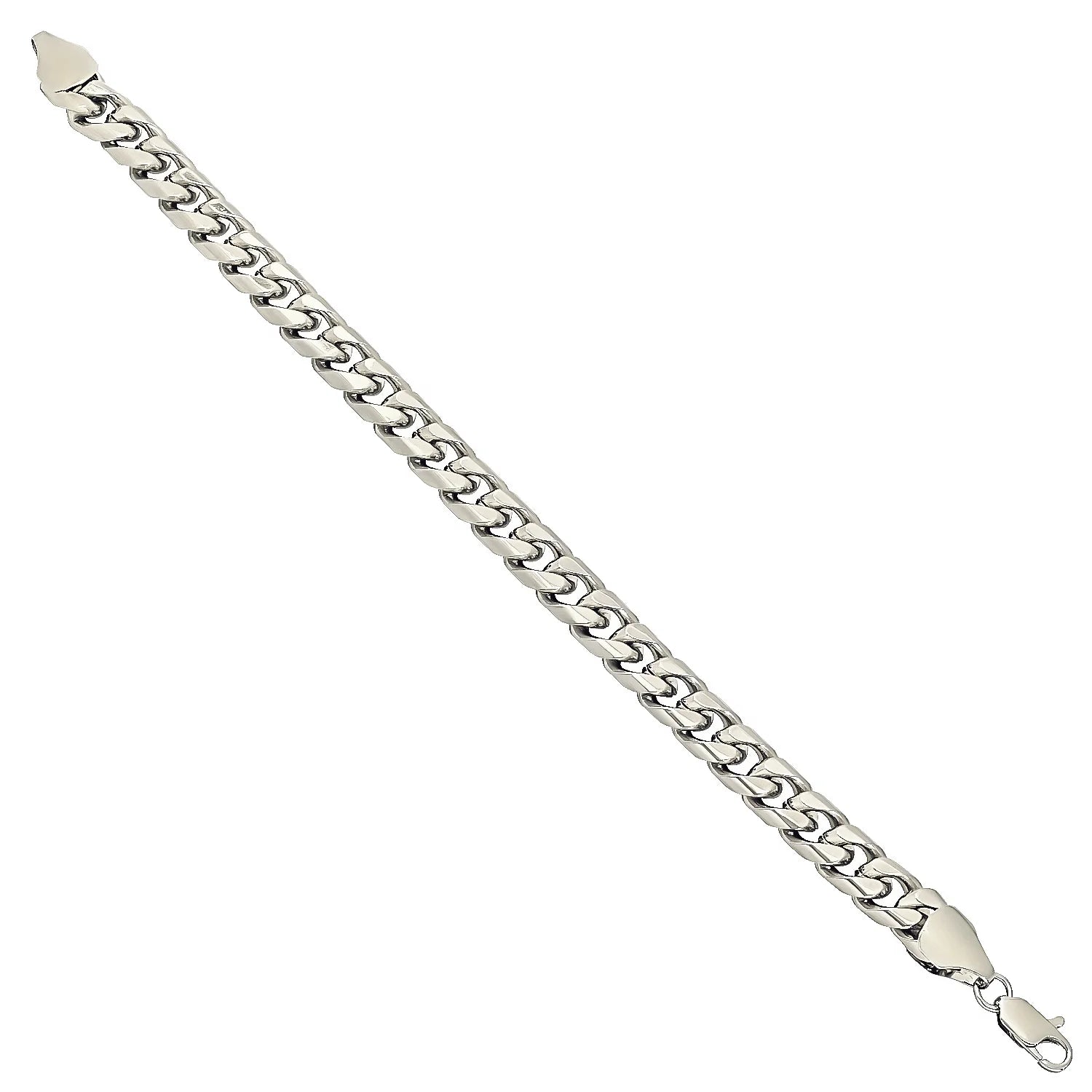 Rhodium Plated Flat Curb Chain Bracelet, 8 inches U9806