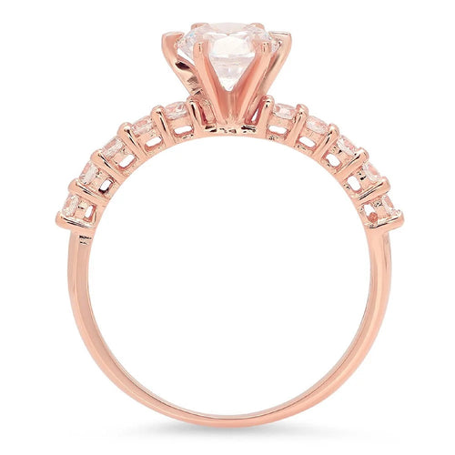 1.05 ct Round Cut Clear Simulated Diamond 18k Pink Rose Gold Engagement Ring Size 3.5 Z1880
