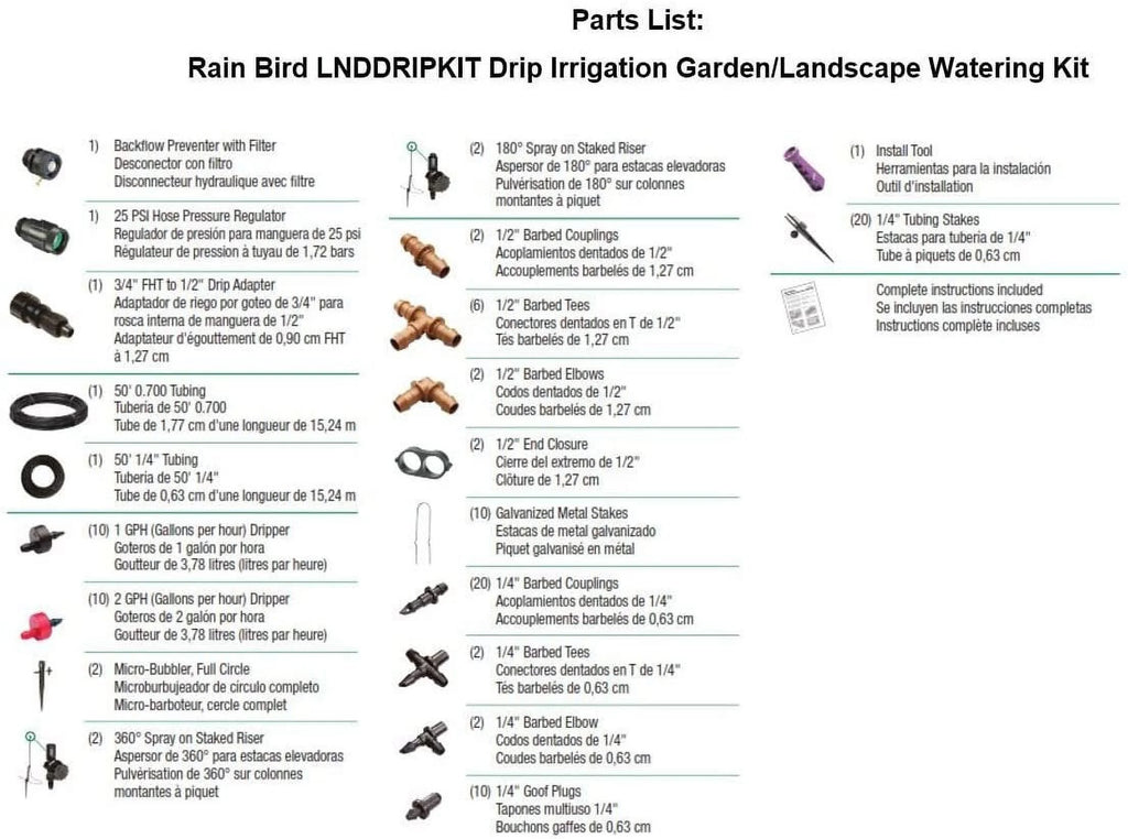 Drip Irrigation Watering Kit with Drippers, Micro-Bubblers and Micro-Sprays Z947426