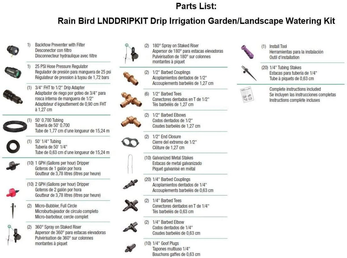 Drip Irrigation Watering Kit with Drippers, Micro-Bubblers and Micro-Sprays Z947426