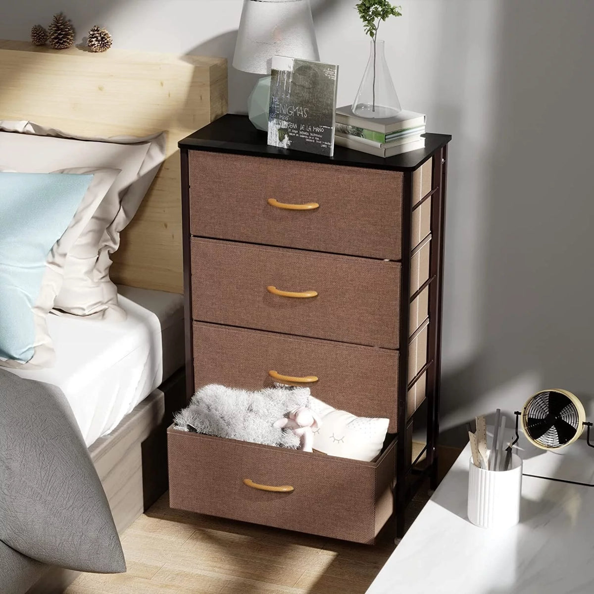 Gray 4 Drawer Fabric Storage Dresser E90085