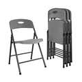 Gray 4-Pack Solid Resin Plastic Folding Chair Q594090