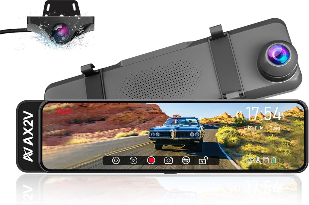 11 Rear View Mirror Dash Cam 1080P Dual Dash Camera Waterproof Backup Camera U331
