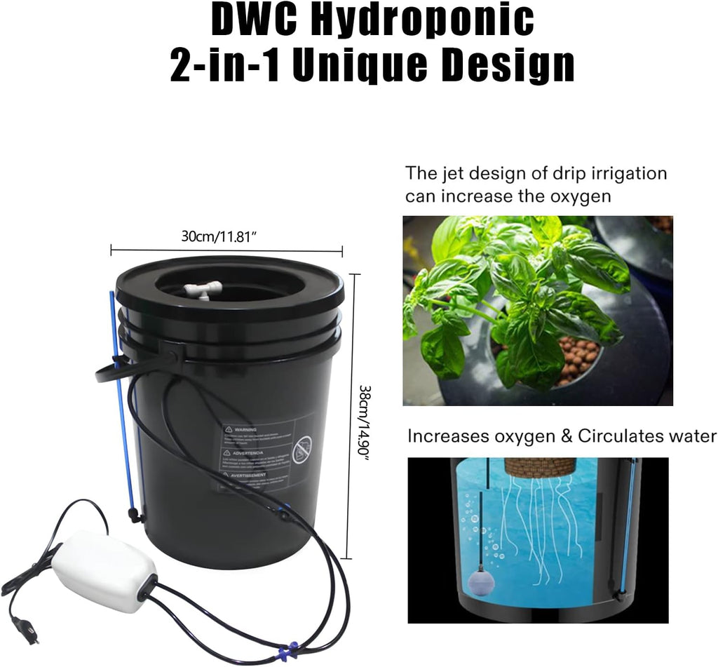5-Gallon Deep Water Culture Hydroponics Growing System Kit S756425