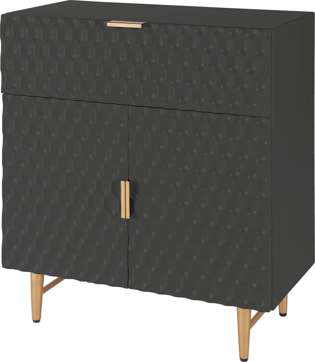 Glossy Black 1-Drawer Small Cabinet Q365