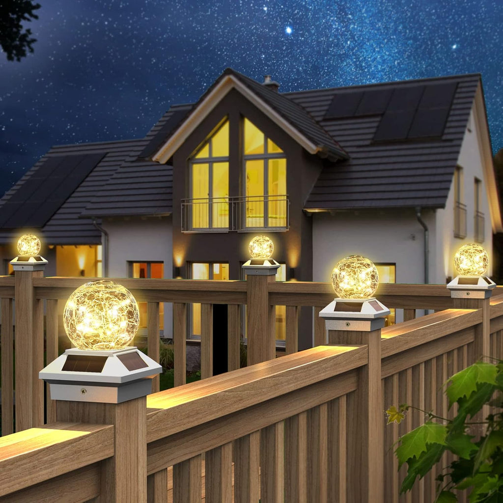 Solar Waterproof Post Cap Light for 4x4 Wood, 4 Pack T562785