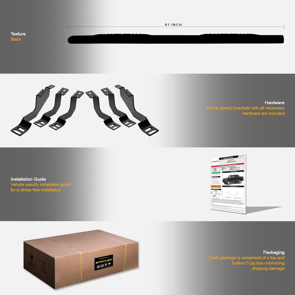 5 Oval Side Step Nerf Bars Black F8231
