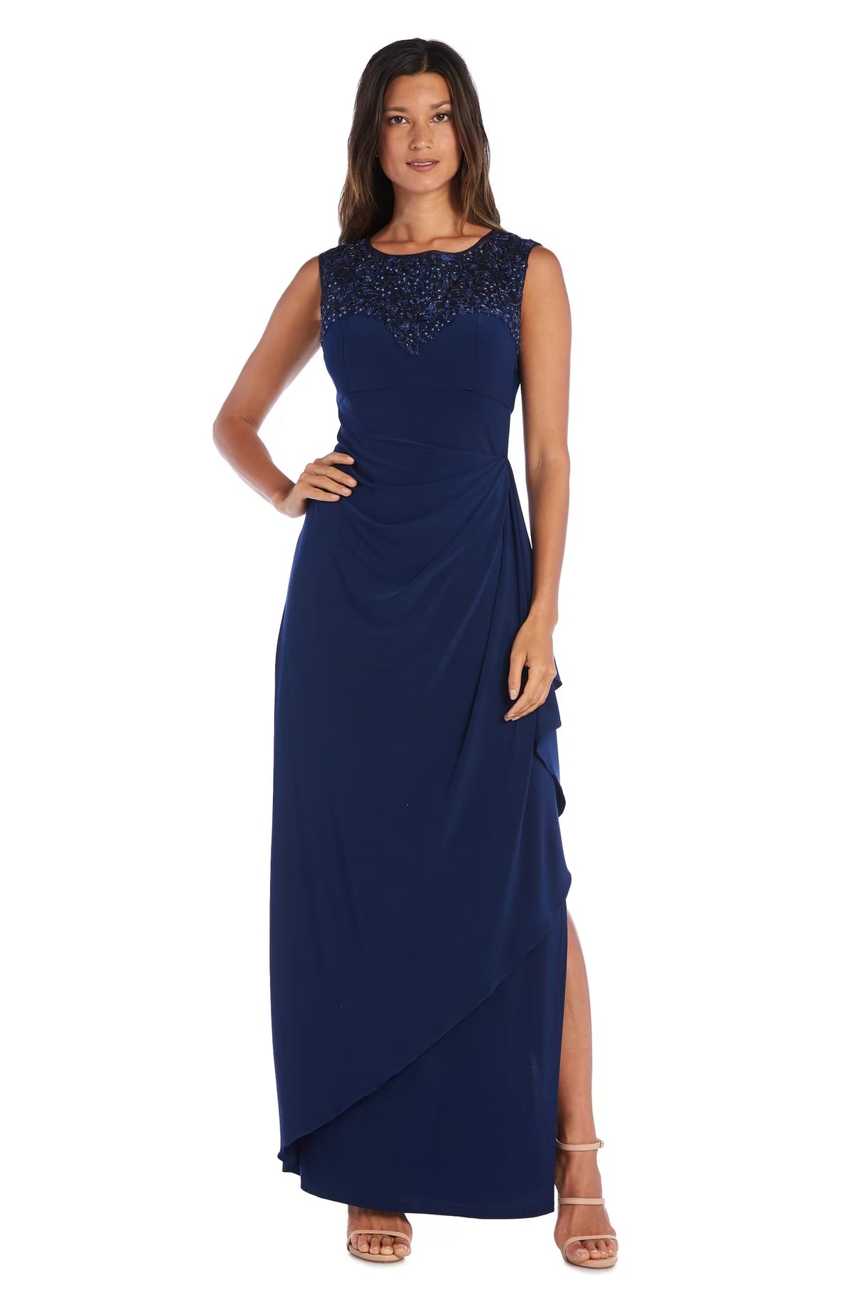 Sleeveless Sequin Gown L7332