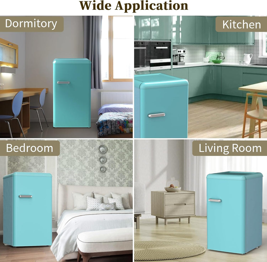 Retro Mini Fridge with Freezer 3.6 Cu.Ft. Single Door Blue M75105