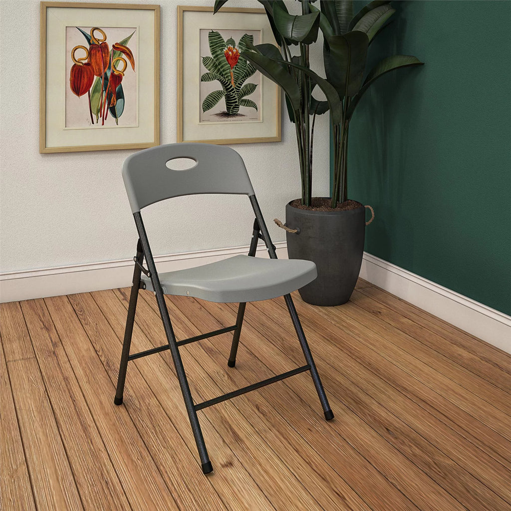 Gray 4-Pack Solid Resin Plastic Folding Chair Q594090