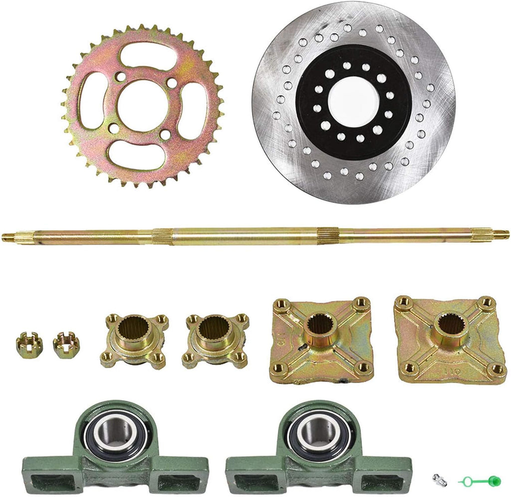 1.2x 32 Live Rear Axle Kit with Disc Rotor Wheel Hub for 428 Sprocket Go Kart ATV Quad Drift Trikes B8378