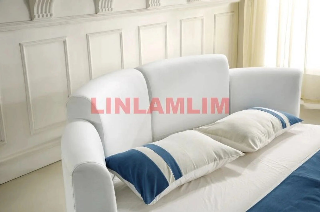 Genuine Cow Leather Bed Frame with Led Lamp P40658