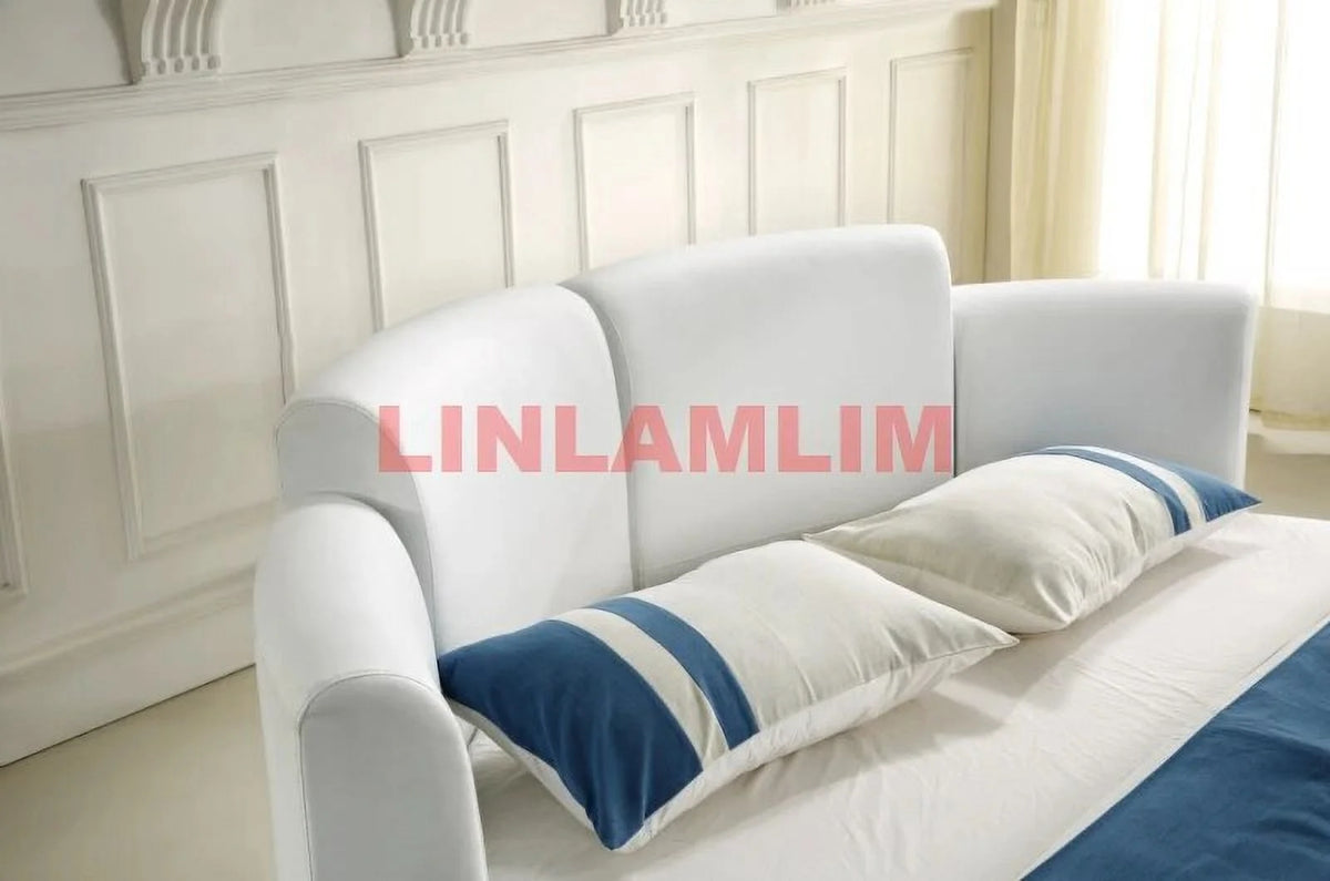 Genuine Cow Leather Bed Frame with Led Lamp P40658