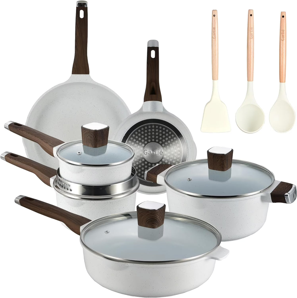 13pcs Nonstick White Granite Cookware Set N982546