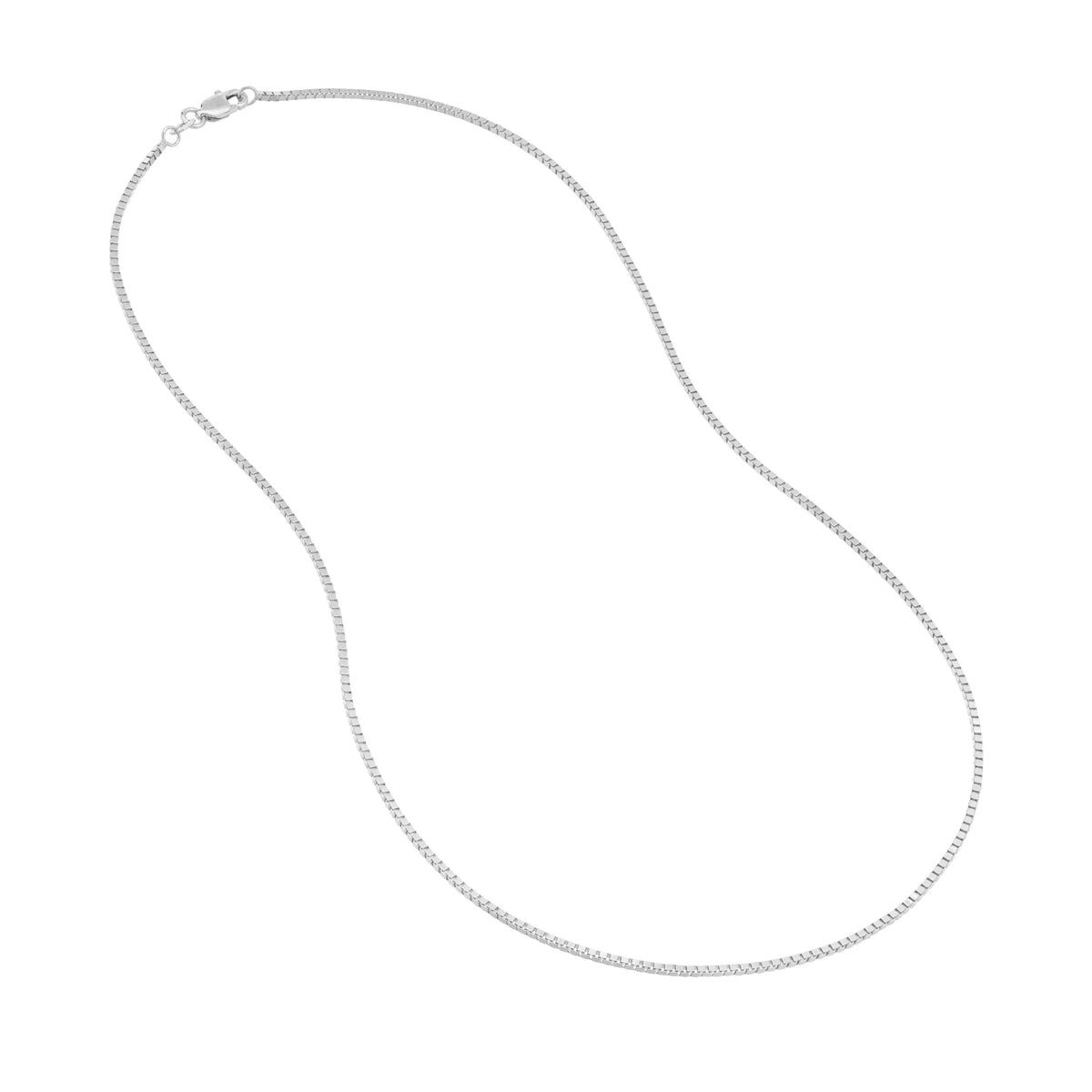 14K White Gold 22" Box Chain Necklace with Lobster Lock T946
