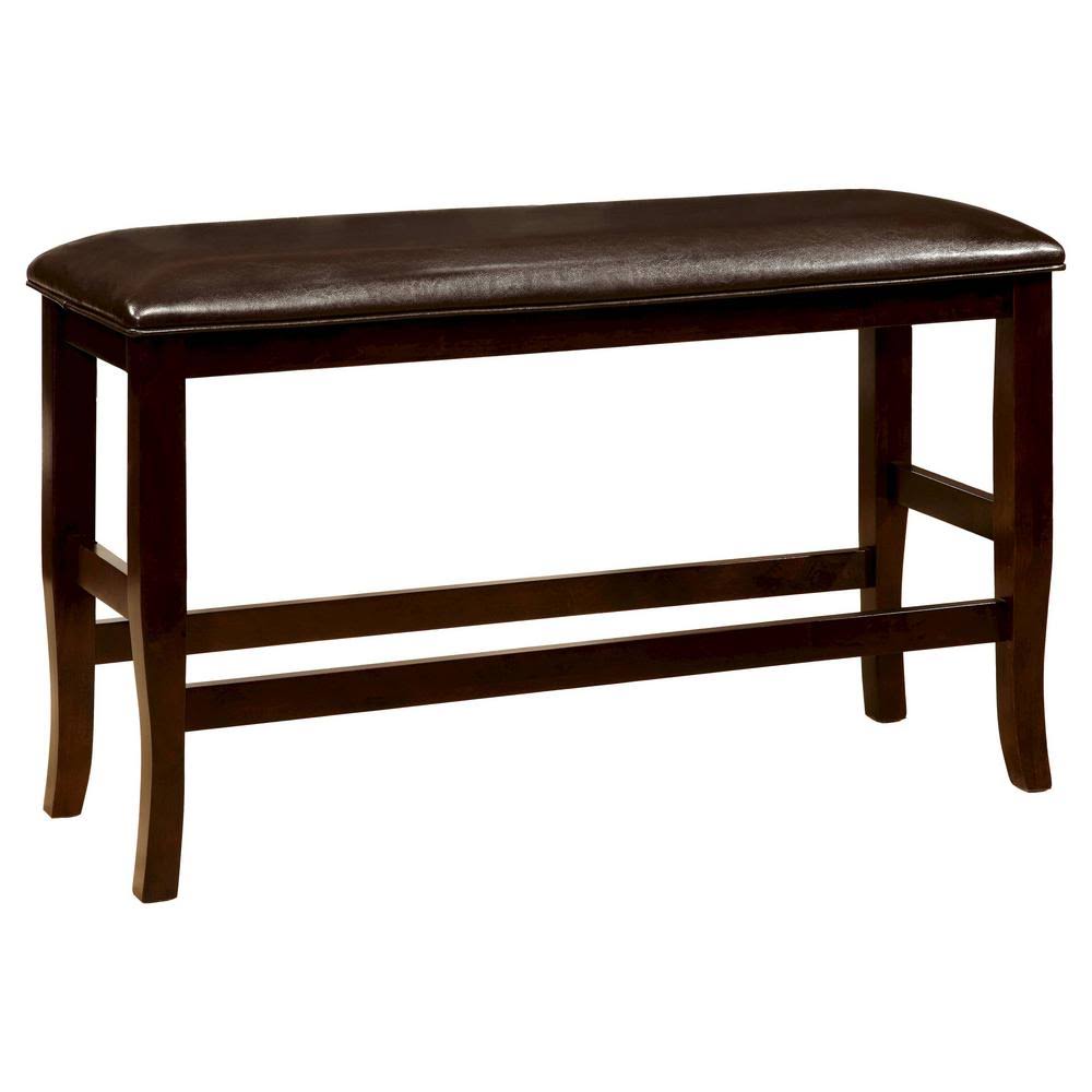 Espresso Leatherette Counter Height Bench S472