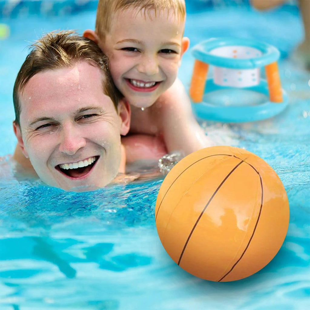 Light Blue Inflatable Pool Game Set with Volleyball Net, Basketball Hoops and Balls U461748