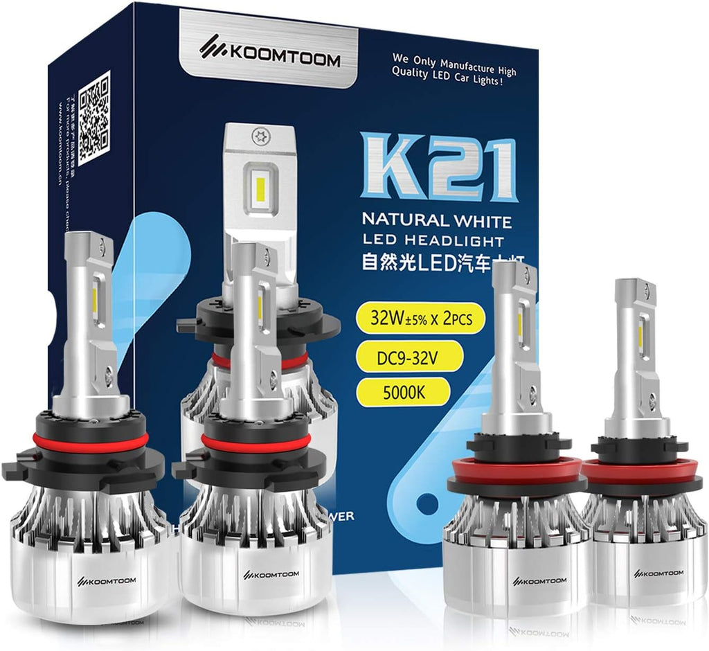 64W 12000Lm 5000K Warm White HB3 LED Headlight Bulb Conversion Kit, Pack of 2 D9284