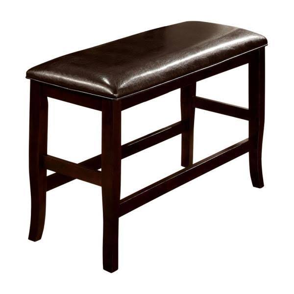 Espresso Leatherette Counter Height Bench S472