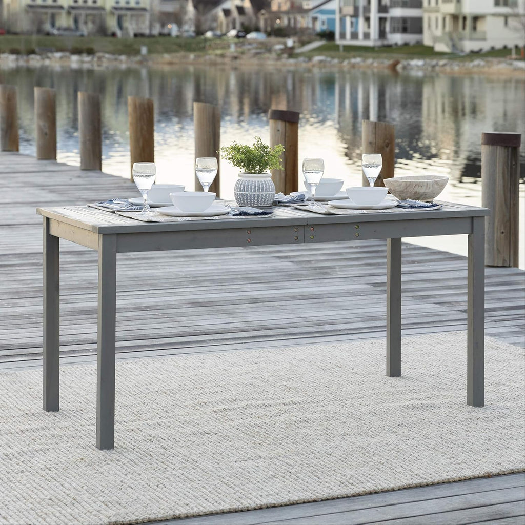 Dark Brown Slatted Outdoor Dining Table A455489