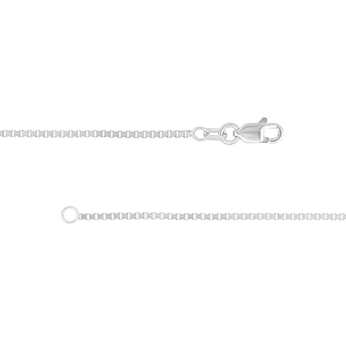 14K White Gold 22" Box Chain Necklace with Lobster Lock T946