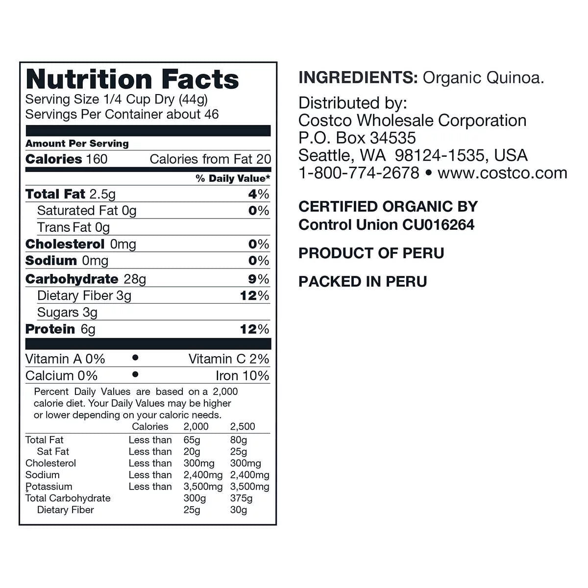 Organic Quinoa, Resealable Bag 4.5 lbs (2 PACK) V41884