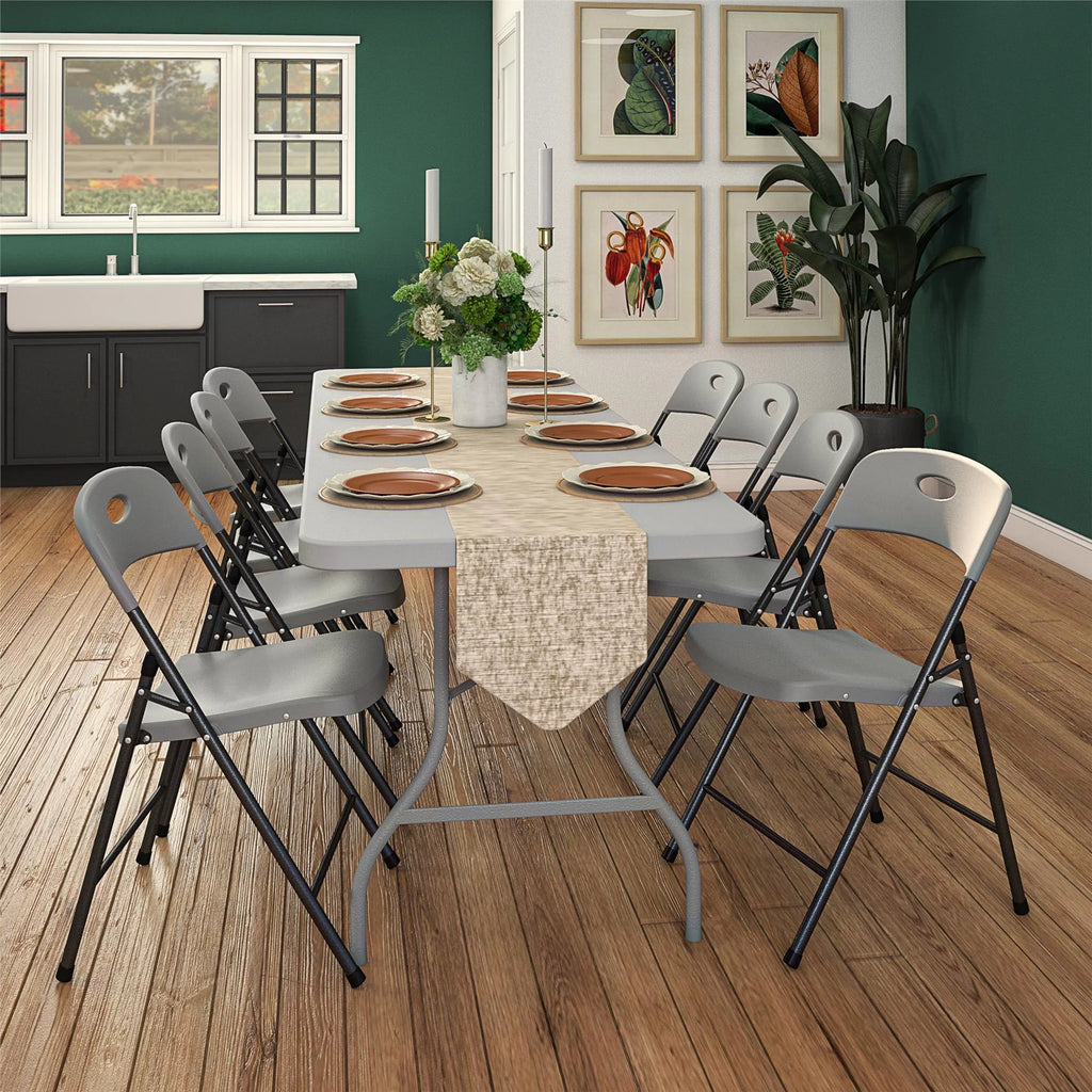 Gray 4-Pack Solid Resin Plastic Folding Chair Q594090