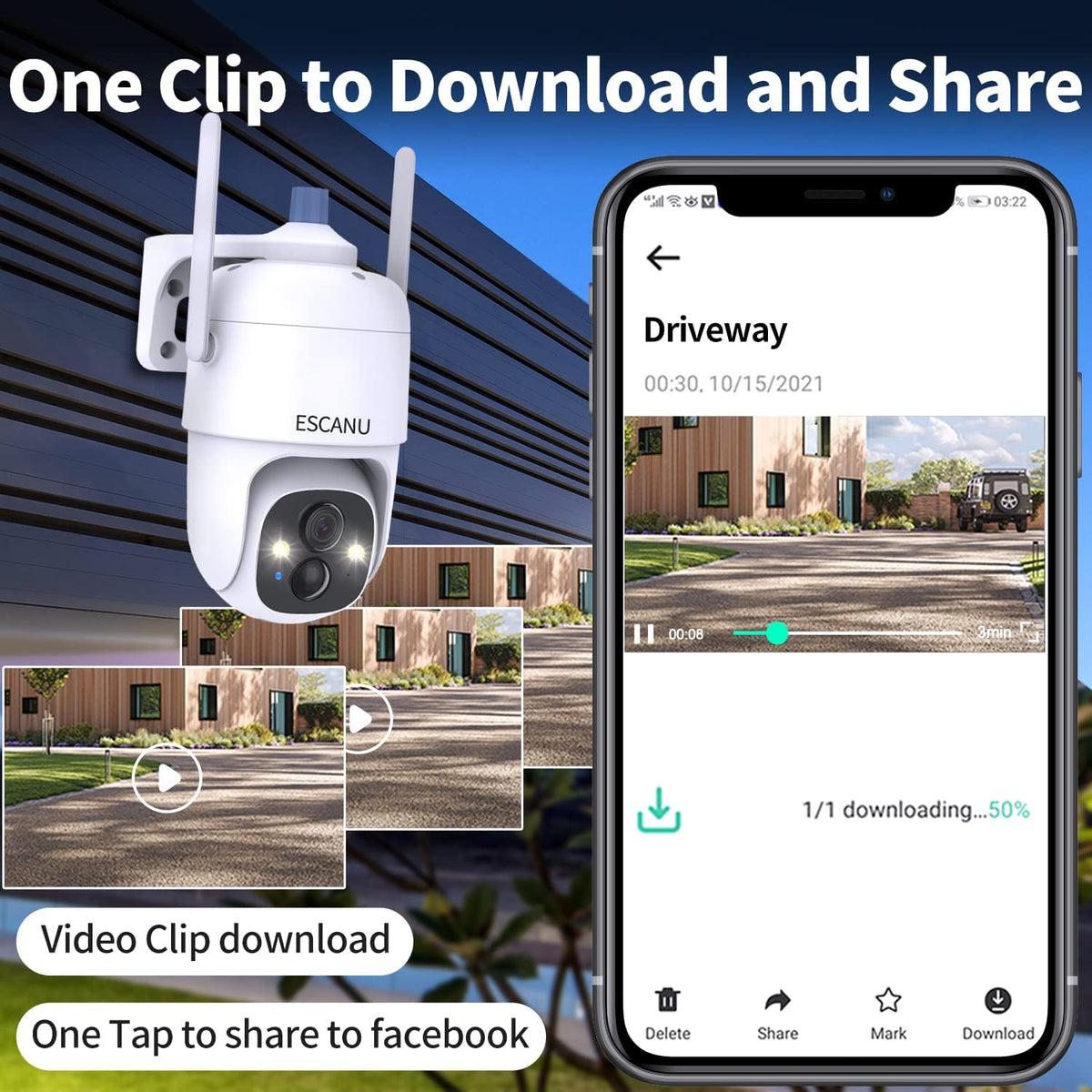 Wireless Solar Outdoor Security WiFi Camera with 360 View and IP65 Waterproof Q9155